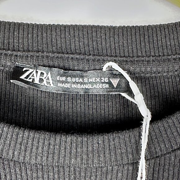 Zara Womens Ruched Mini Dress Black Size S Short-Sleeve Coquette Streetwear NWT - Picture 5 of 12